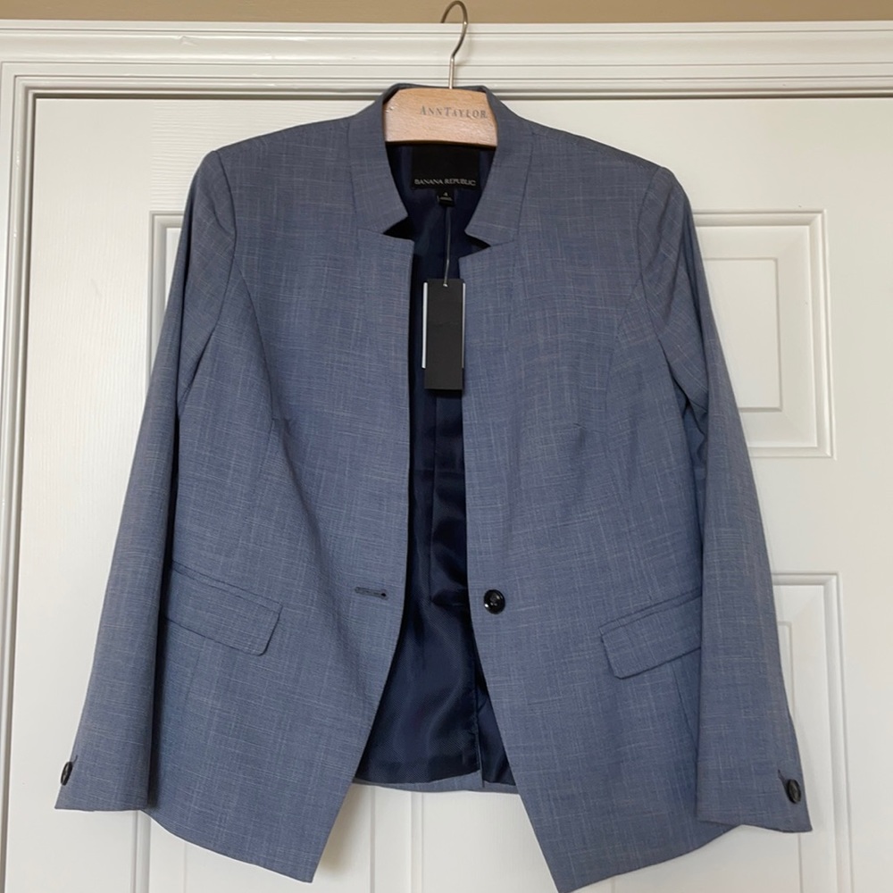 NWT Banana Republic Size 4 Blue Gray Blazer